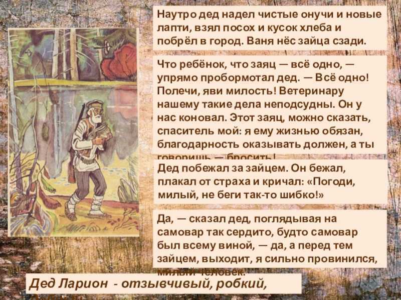 Очень краткое содержание рассказа «заячьи лапы» к.г. паустовского