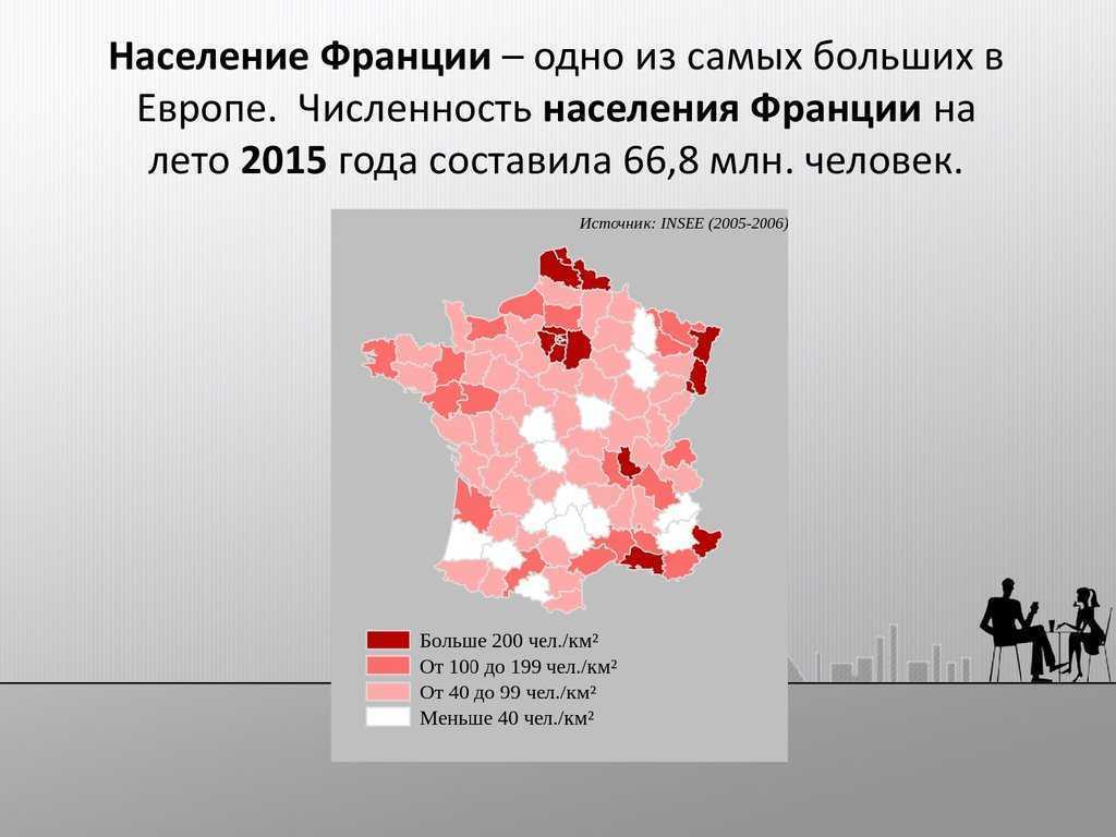 Плотность населения франции карта