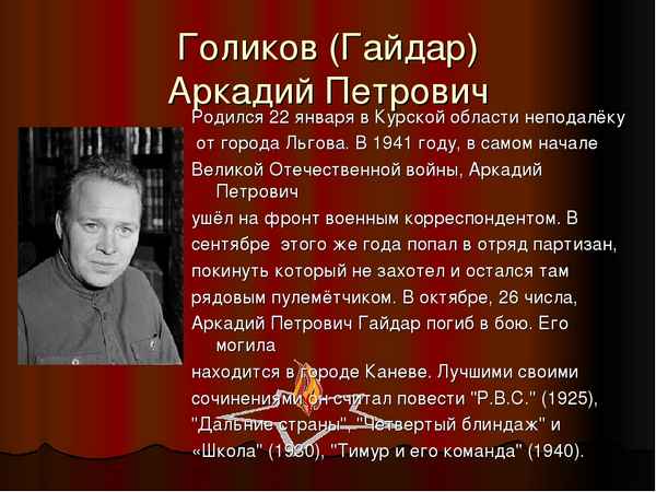 Презентации к уроку по литературному чтению в 4 классе «биография и творчество а.гайдара» презентация к уроку по чтению (4 класс) на тему