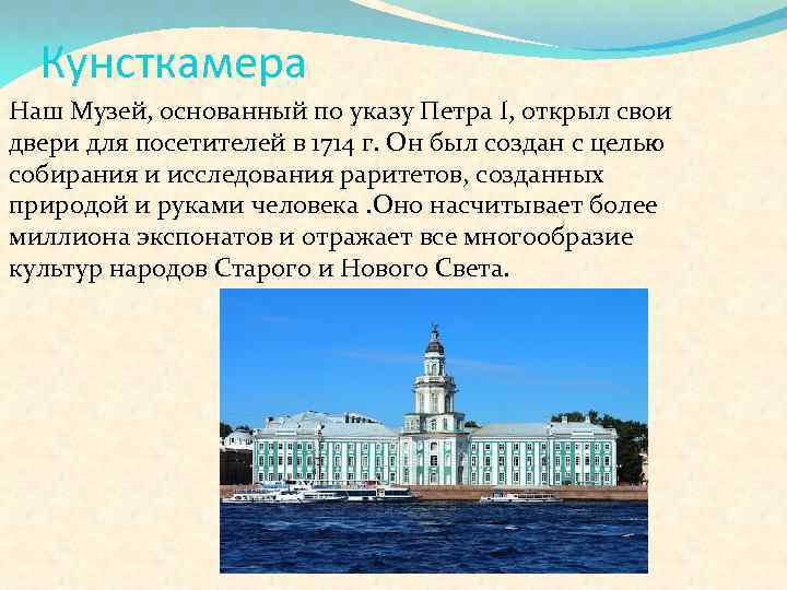 Схема кунсткамеры по залам