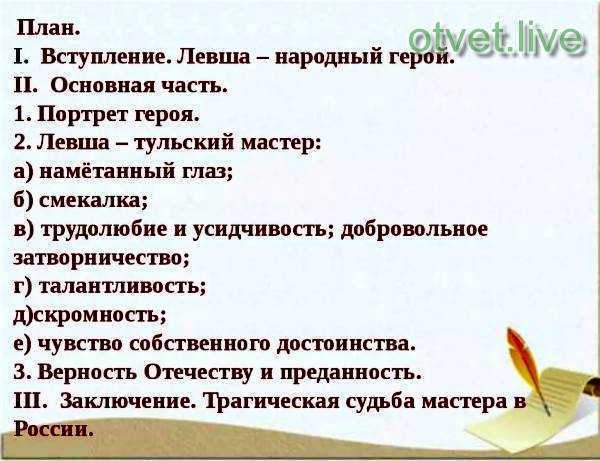 Составьте план одной из глав подготовьте краткий пересказ по вашему