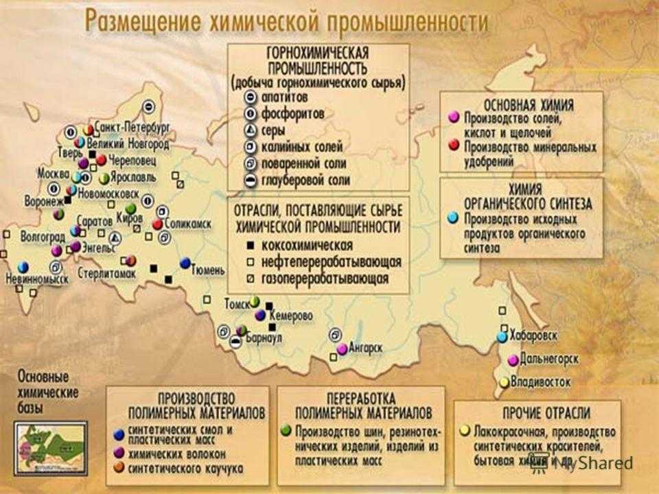 Карта химическая промышленность 9 класс география