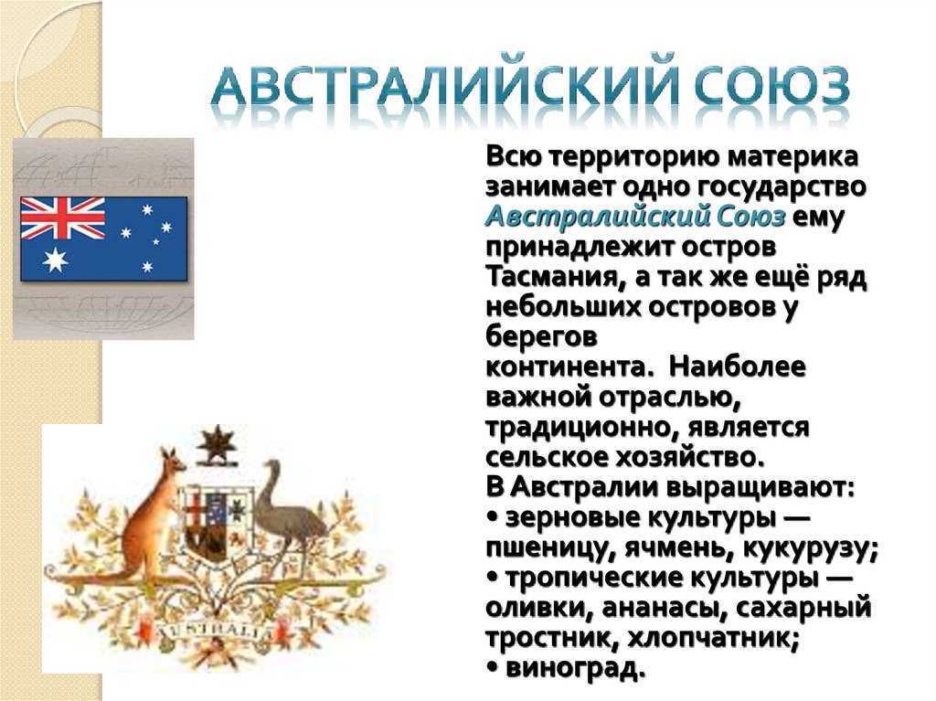 Описание страны австралийский союз по плану 7 класс география