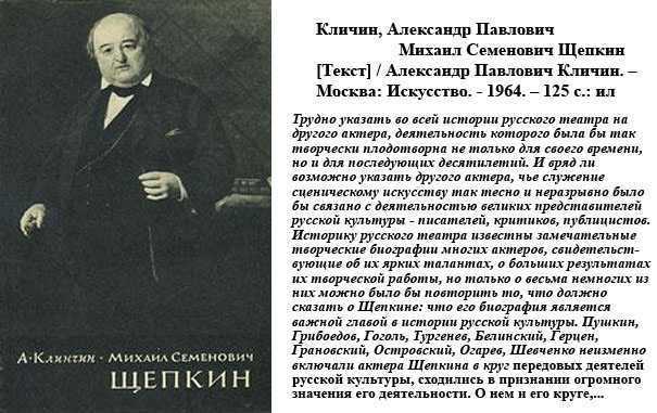 Сообщение о щепкине кратко