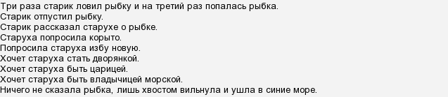 План сказки о рыбаке и рыбке 4 класс