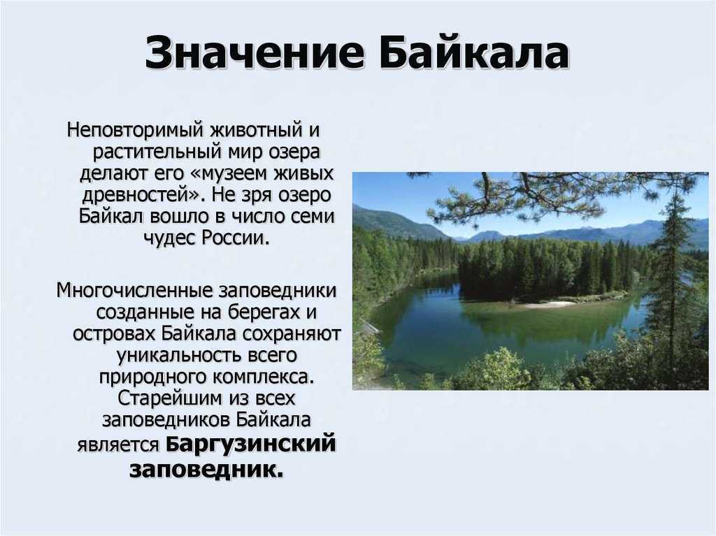 Какие значение имеют озера. Значение Байкала. Значение озера Байкал. Байкал значимость. Озеро Байкал значение для человечества.