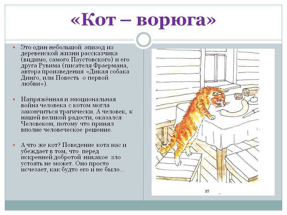 Характеристика героев рассказа кот ворюга паустовский