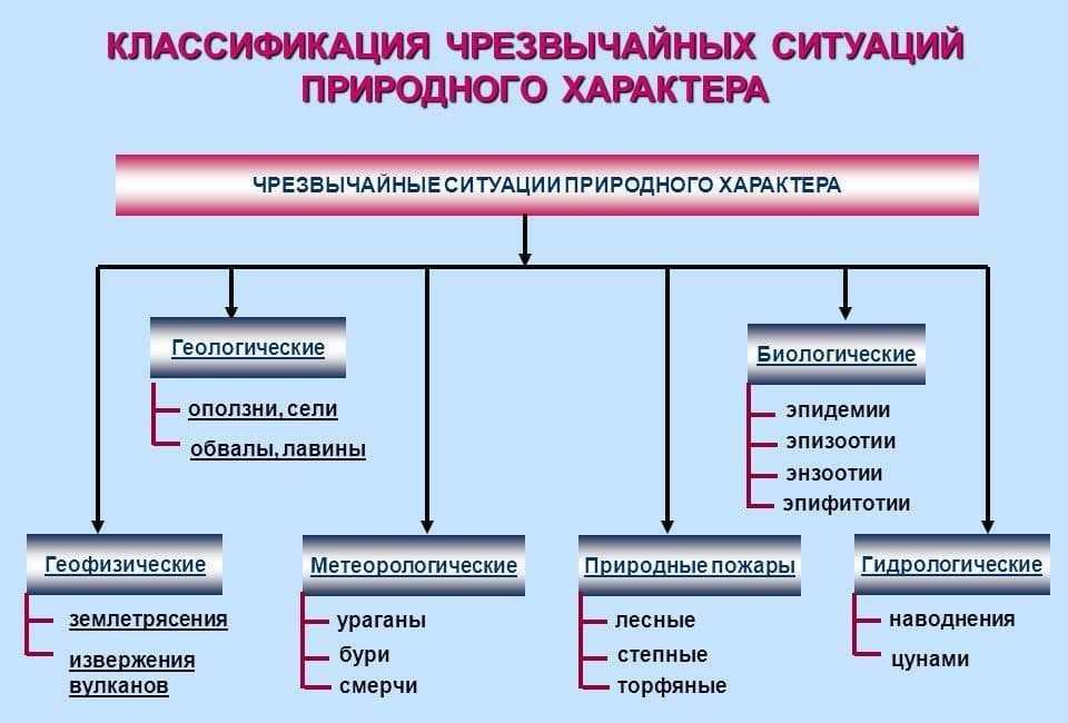 Проанализируйте схему приведите примеры различных чрезвычайных ситуаций