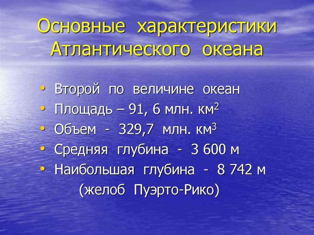 План характеристики географического положения океана 7 класс атлантический океан