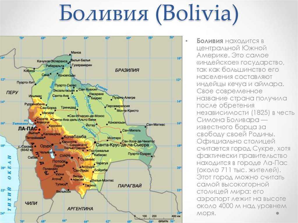План описания страны боливия, география