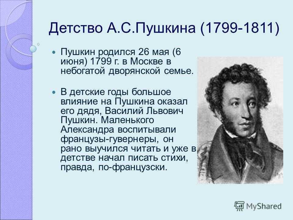 Вспомните дату рождения пушкина напишите небольшой очерк. Краткая биография Пушкина 1799. Рассказ о Пушкине о Пушкине.