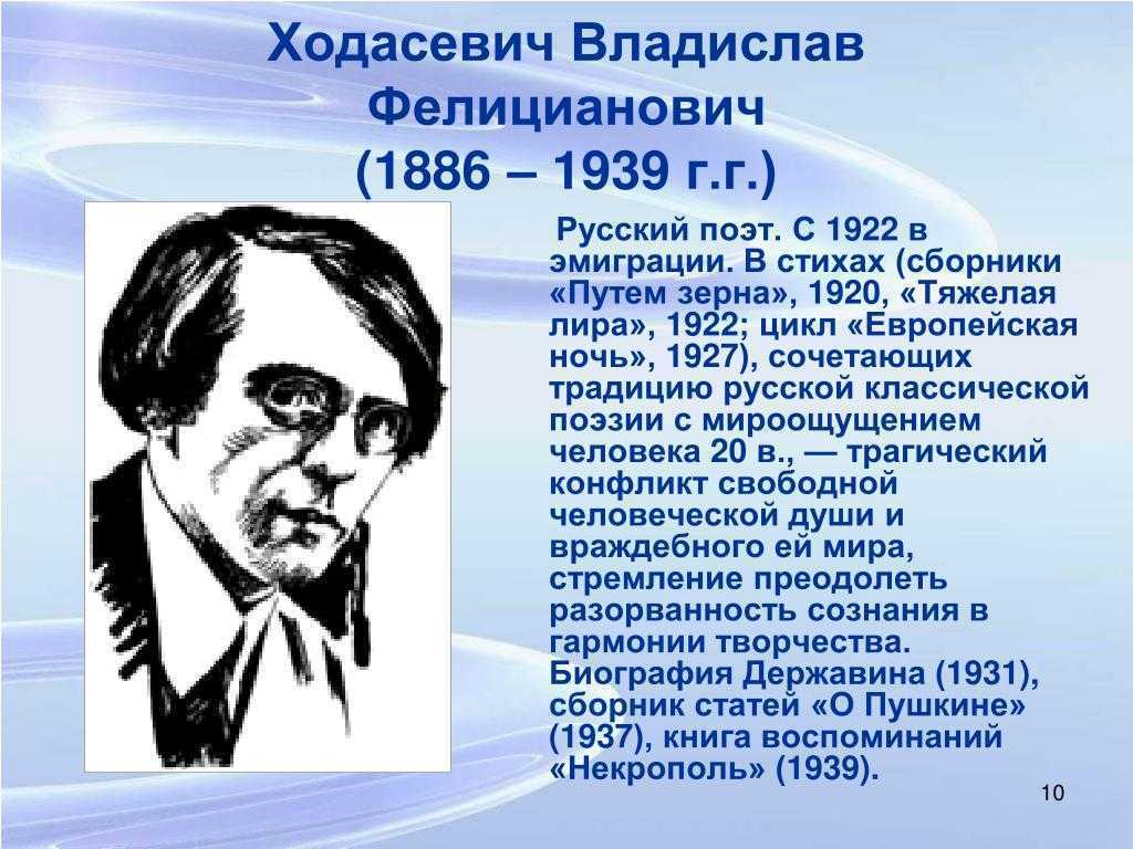 Владислав ходасевич краткая биография. биография ходасевича в.ф. (подробный рассказ о его жизни). проблемы со здоровьем