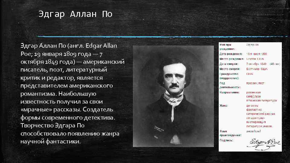 Эдгар по: краткая биография, интересные факты